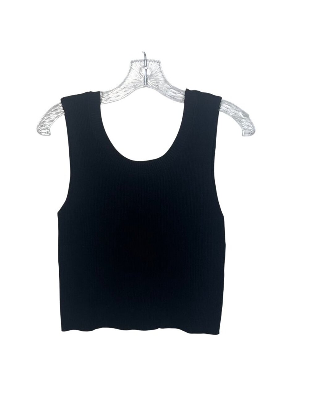 Ecanuer Ribbed Knit Tank Top Shirt Large Black New Cropped Summer